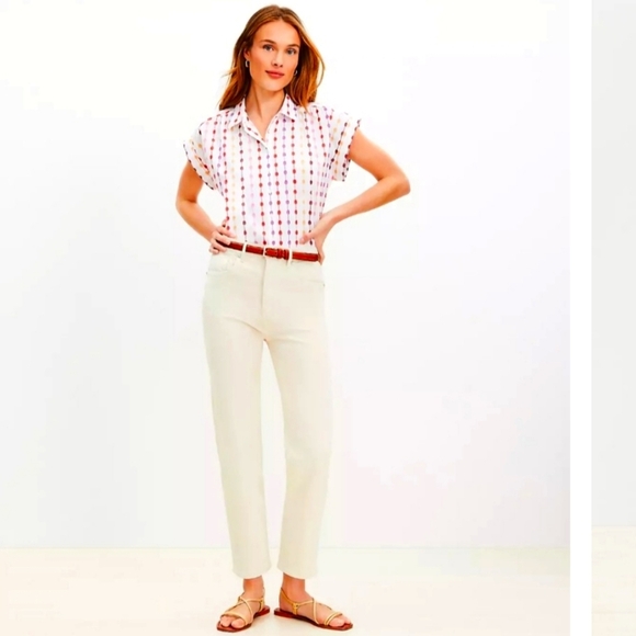 LOFT Denim - LOFT Modern Cuffed Crop Jeans Off White Buttercream Classic Spring Summer